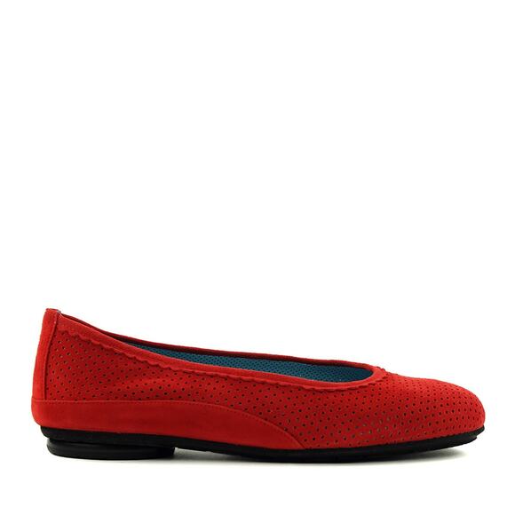 Thierry Rabotin Genie 7445 Red Perforated Suede Leather Ballet Flat SZ 8 $450 - Picture 3 of 13